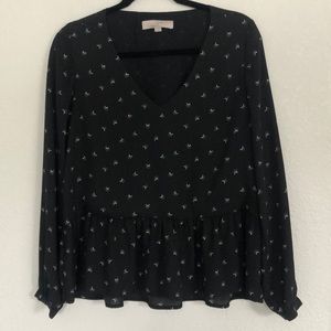 Ann Taylor loft long sleeve with half moon pattern design